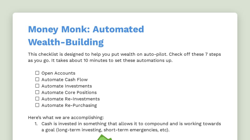 Automated Wealth-Building and Fidelity Tool Checklist